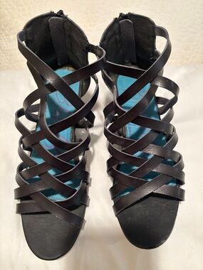 Strappy Black Crisscross High-Heel Sandals